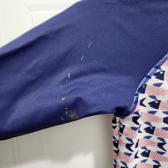 Egg By Susan Lazar Baby One Piece Zip Front LS Rashguard Red White Blue Fish 12M - Picture 5 of 13